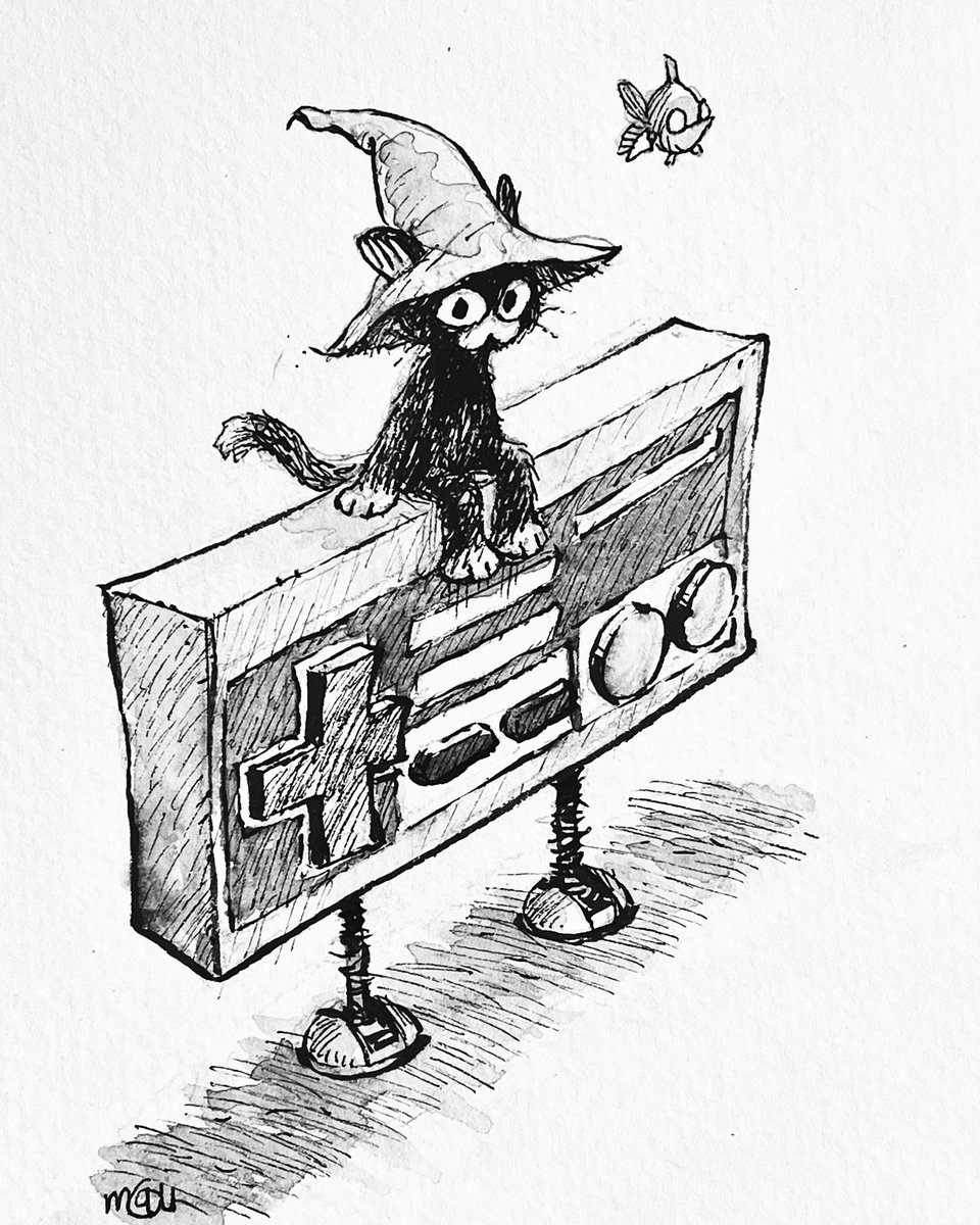 matthewart's tweet photo. Tiny mage cat paws,
Nintendo spells cast with care,
Pixels spark to life.
#inktober #inktober2024 #inktoberremote2024 #inktoberremote https://t.co/kQ8VywSsJ9