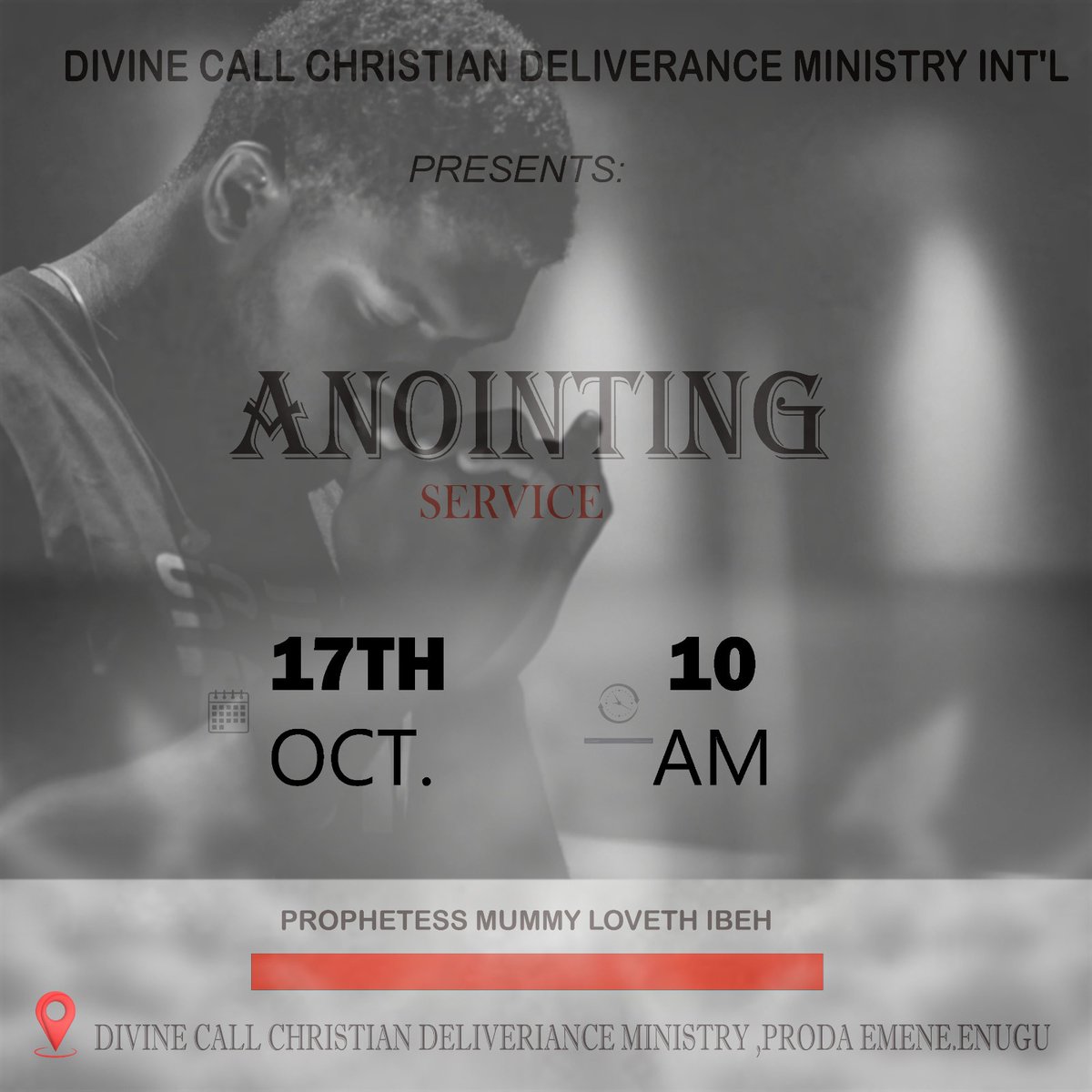 MummyIbeh's tweet photo. THURSDAY  ANOINTING SERVICE LIVE Divine Call Christian Deliverance Ministry International. TRUST ME YOU DO NOT WANT TO MISS TOMORROW,AS GOD IS SET TO DELIVER,HEAL&amp; BLESS US THROUGH HIS ANOINTED SERVANT ||PROPHETESS MUMMY LOVETH IBEH|| STAY CONNECTED. https://t.co/hLPGADtkwn