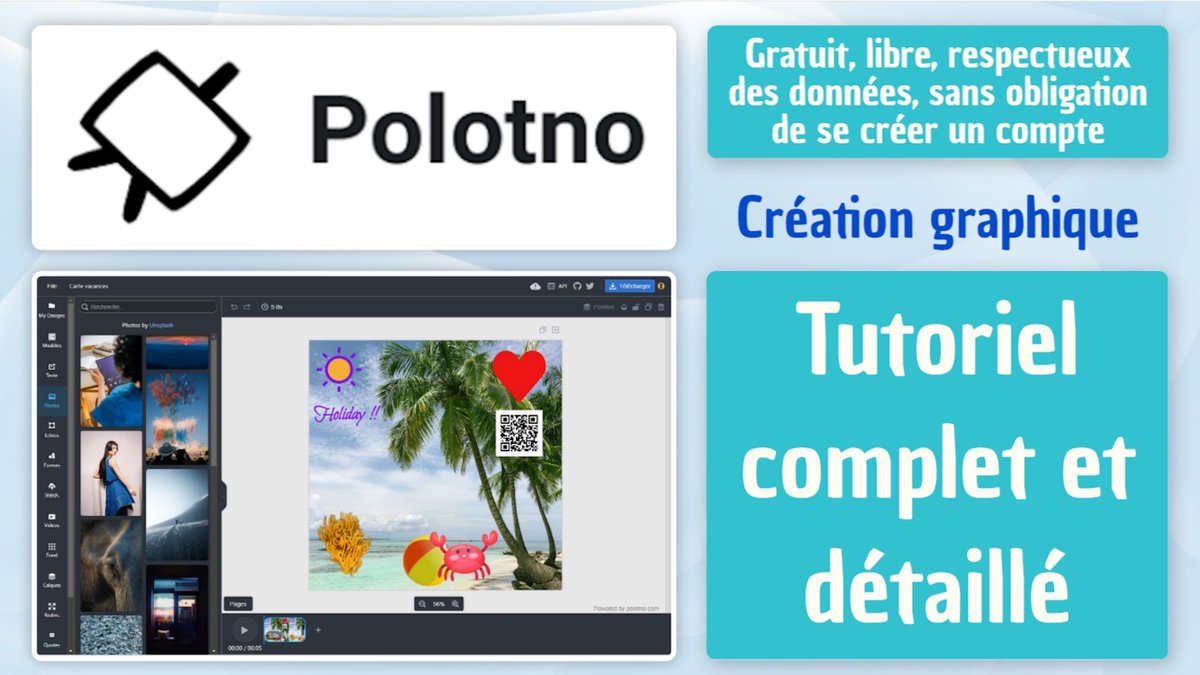 Tuto de POLOTNO Studio : appli de création graphique, très semblable à CANVA, mais alternative gratuite, respectueuse des données, et sans besoin de se créer un compte. Tutos court et complet, sur YT ou sur PodEduc : view.genially.com/67053f78ff5f5b…. Un bel outil 😃👍