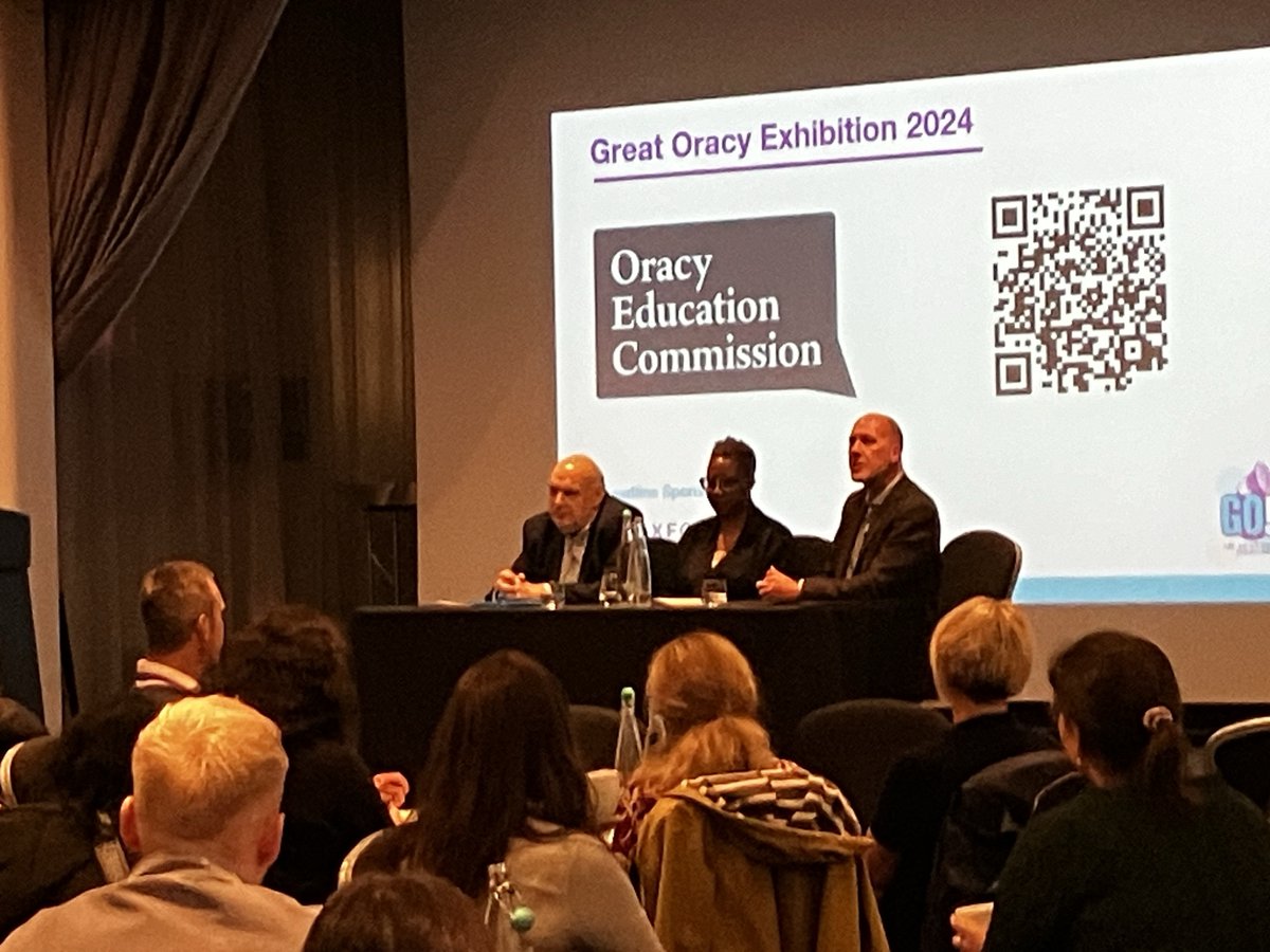 OUPPrimary's tweet photo. A powerful panel discussion at the @voice21oracy Great Oracy Exhibition - Towards an oracy entitlement for every child: findings from the Oracy Education Commission.
Hearing from @RealGeoffBarton Chair of @oracycommission and Commissioners @son1bun & Prof Stephen Coleman. #GOE24 https://t.co/nhkpGDVjNE