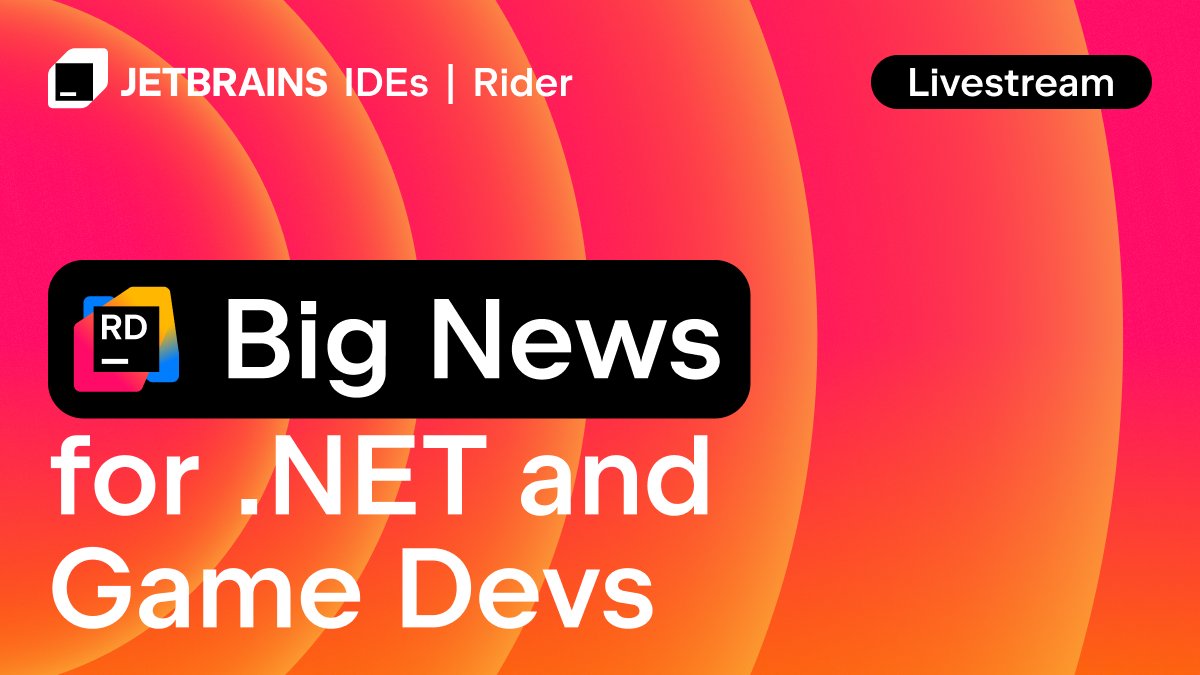 Big news is coming for #dotnet and #gamedev developers! Join us for a special livestream where we’ll reveal exciting news about Rider:
🗓️ October 24, 14:00 UTC
🔔 Set a reminder on YouTube: youtube.com/live/2nWJSgmd-…
💗 Share to spread the word!