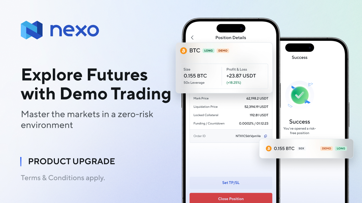 Introducing Futures Demo Trading on the Nexo app – the perfect way to start your trading journey:

🎓 Master the basics in a fully simulated environment
🔍 Test different strategies and find your trading style
🔄 Switch between Live Trading &amp; Demo Trading at any point

Sharpen