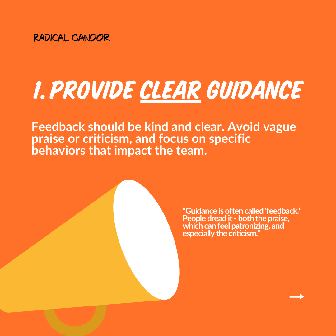 candor's tweet photo. 1. Guidance: Giving feedback can be tough, but it’s essential. Whether it’s praise or criticism, feedback helps your team grow. As a boss, your role is to both give and solicit feedback. https://t.co/YdCcdFw0SG