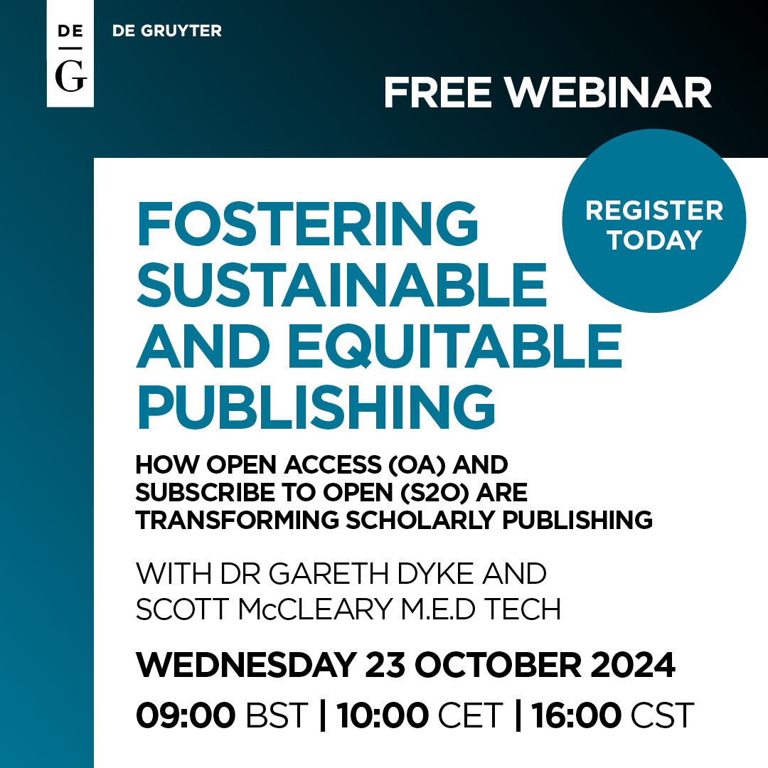 Register today for the next in our series of free webinars: Transforming Scholarly Publishing Through OA and S2O
marketing.degruyter.com/webinar_open_a…