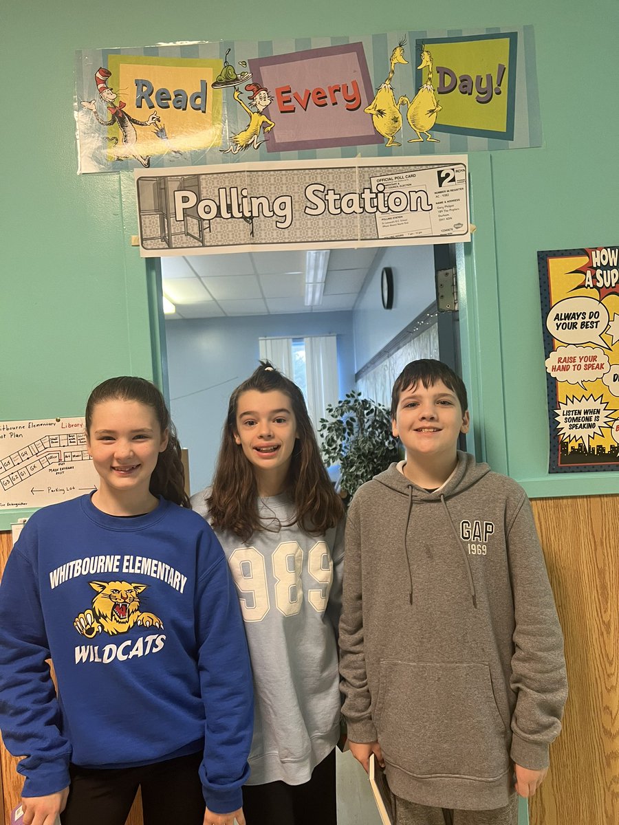 It’s election day at Whitbourne Elementary. Good luck to our three candidates running for president of student council!