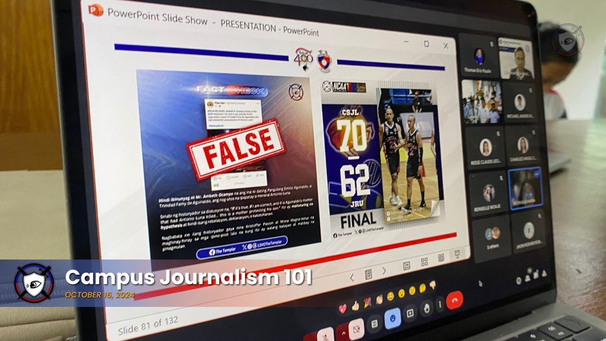 LSHSTheTemplar's tweet photo. IN PHOTOS | The Templar holds journalism webinar for Lyceum of Camiguin

Junior and Senior High School Students as well as faculty members from Lyceum of Camiguin, through the Community Extension Department, participated in an engaging webinar...

(1/5) https://t.co/7HL75lmdbf