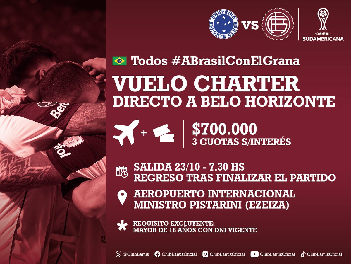 fortalezagrana's tweet photo. 🇧🇷 Últimos lugares disponibles para viajar #ABrasilConElGrana 🇱🇻

✈️ Del cuarto vuelo charter ($700.000) se liberaron algunos asientos de reservas no abonadas. Sale el mismo miércoles del partido.

🚌 Del octavo micro cochecama ($220.000) hubo una venta fuerte ayer y también quedan pocas butacas; no se descarta un noveno. La partida es el lunes y llega el viernes.

💰 Se venden hasta las 20:00 en el Sector de Cajas de La Fortaleza.