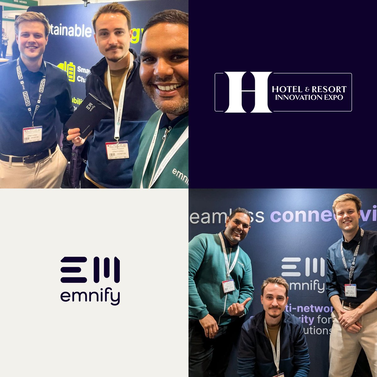 It’s always great to connect with our customers and partners! The emnify team is here for one more day at the Hotel &amp; Resort Innovation Expo in London. Visit us at Stand L42 with Smart Green Chargers or click the link below for more info: hubs.ly/Q02TDqkZ0 #EV #IoT