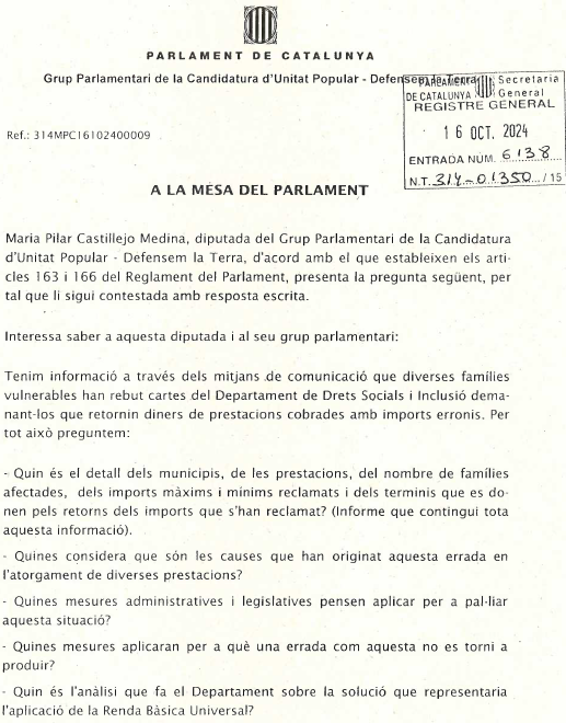 Demanem informació sobre les cartes de Dept. Drets Socials demanant a famílies vulnerables que retornin diners cobrats amb imports erronis
Les actuals prestacions fallen, estigmatitzen i  cronifiquen la pobresa. <a href="/socialistes_cat/">Socialistes PSC/❤</a> parlem de la Renda Bàsica Universal i el pla pilot?