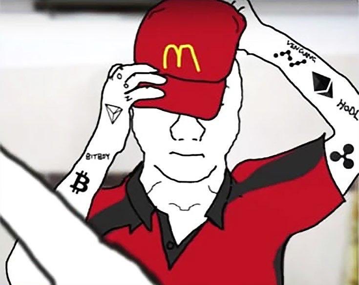 RampCapitalLLC's tweet image. The crypto grifter to McDonald’s worker meme is undefeated
