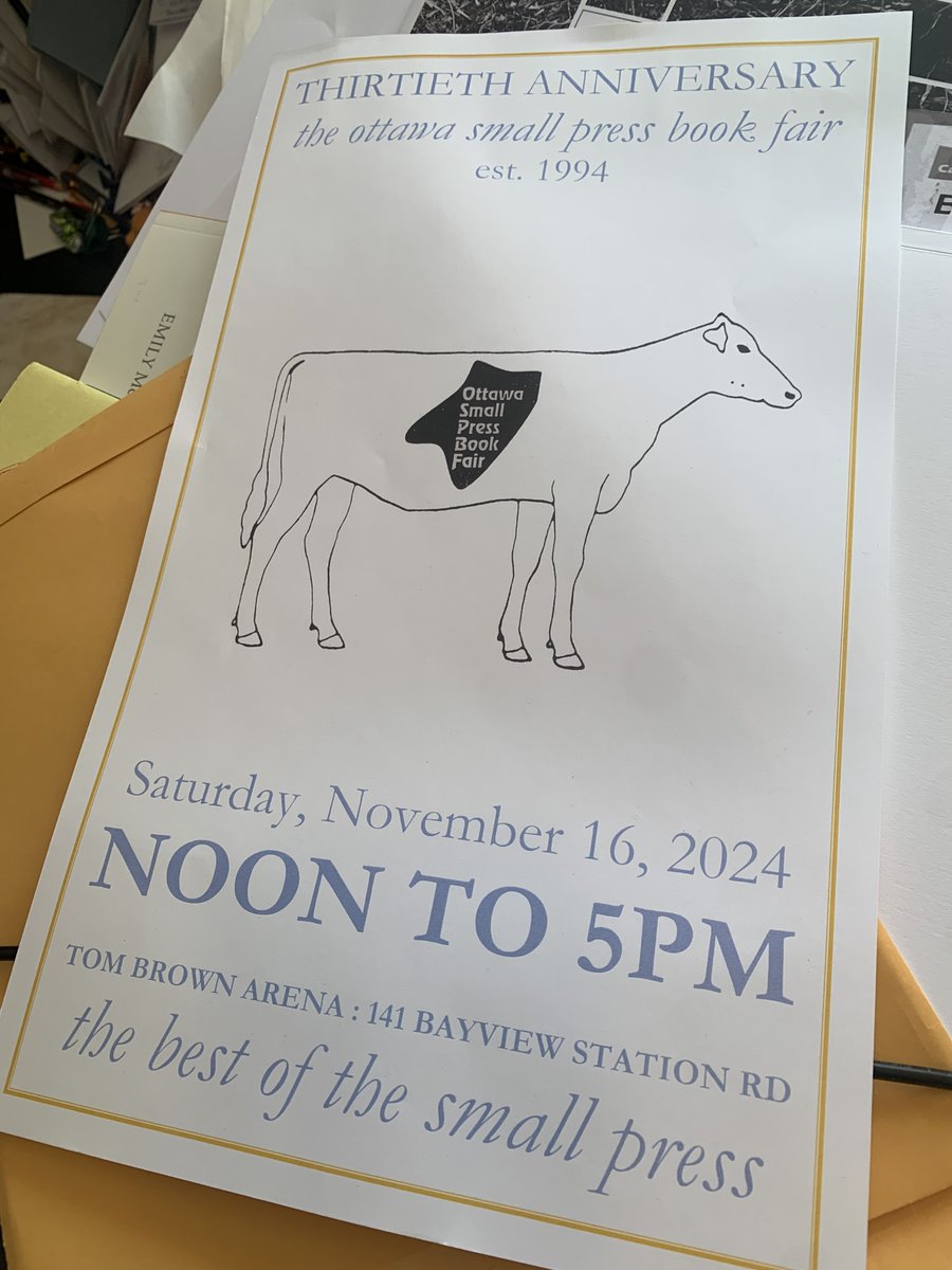 rob mclennan (@robmclennanblog) on Twitter photo the ottawa small press fair: 30 YEARS! Sat Nov 16, 2024 at <a href="/tombrownarena/">Tom Brown Arena</a>, 141 Bayview Station Road, Ottawa; with a pre-fair event Fri Nov 15 at Anina's Cafe in Vanier! / <a href="/ottawalifers/">Ottawa Life Magazine</a> <a href="/AwesomeOttawa/">Awesome Ottawa</a> <a href="/cbcbooks/">CBC Books</a> @bywordsdotca <a href="/MeetThePresses/">Meet The Presses</a> ; smallpressbookfair.blogspot.com/2024/08/the-ot… the ottawa small press fair: 30 YEARS! Sat Nov 16, 2024 at <a href="/tombrownarena/">Tom Brown Arena</a>, 141 Bayview Station Road, Ottawa; with a pre-fair event Fri Nov 15 at Anina's Cafe in Vanier! / <a href="/ottawalifers/">Ottawa Life Magazine</a> <a href="/AwesomeOttawa/">Awesome Ottawa</a> <a href="/cbcbooks/">CBC Books</a> @bywordsdotca <a href="/MeetThePresses/">Meet The Presses</a> ; smallpressbookfair.blogspot.com/2024/08/the-ot…