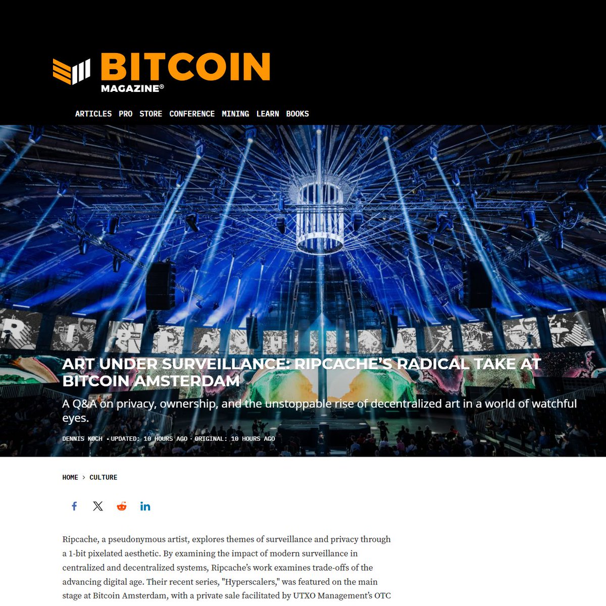 i had the opportunity to catch up with Dennis Koch from Bitcoin Magazine  after Bitcoin Amsterdam to discuss decentralized art and more read the full  interview below 📰