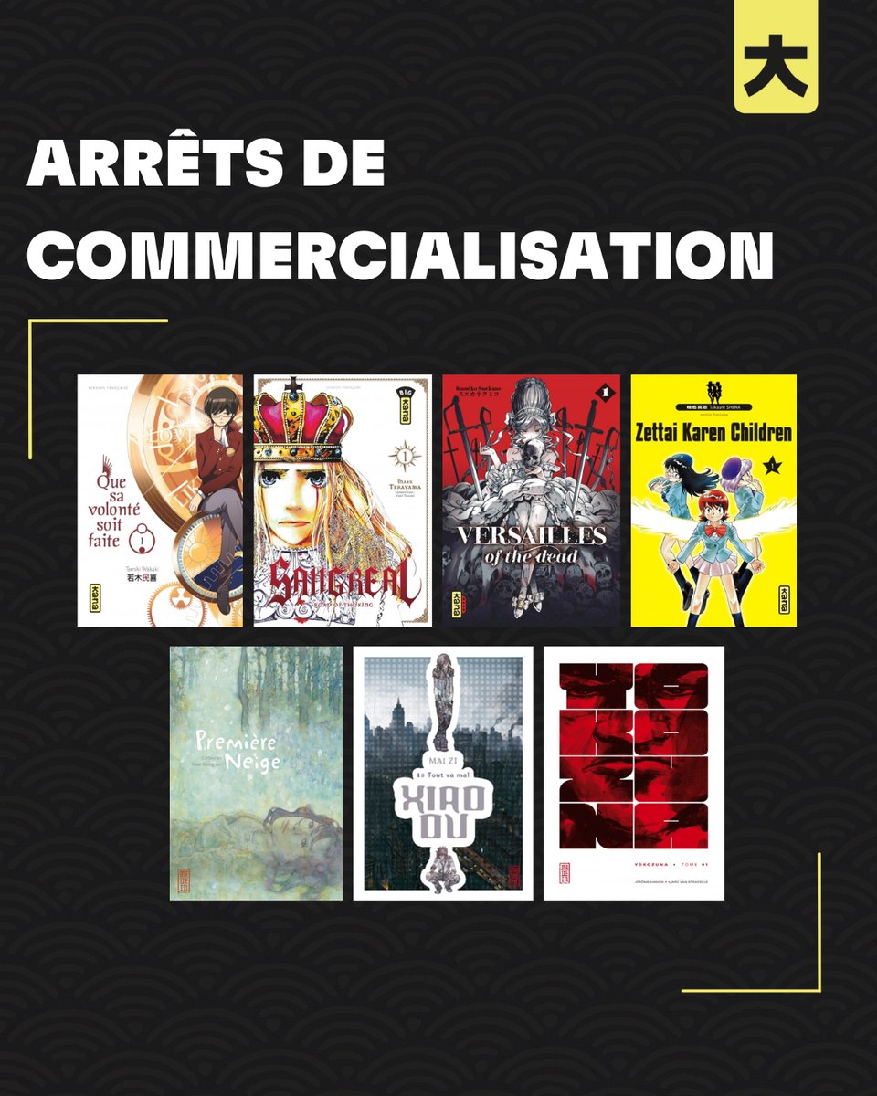 EditionsKana's tweet photo. Nous vous annonçons avec regret l'arrêt de commercialisation de plusieurs séries de notre catalogue. Ceux-ci seront effectifs à partir du 1° février 2025.

Plus d'infos : https://t.co/1KMr4HZysq https://t.co/wSUPWvO8BC