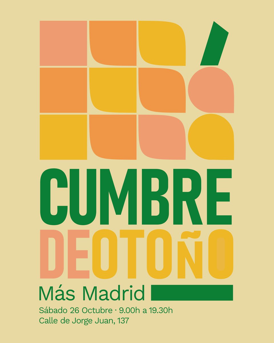 MasMadrid__'s tweet photo. 🍁 Llega la #CumbreDeOtoño. Unas jornadas para debatir y reflexionar en común.

📲 Aquí toda la info sobre los objetivos y el programa completo del encuentro: https://t.co/RlaobdLGX0

Ya tenemos confirmados los primeros talleres. Te lo contamos 🧶 https://t.co/cMLcpx9IEE