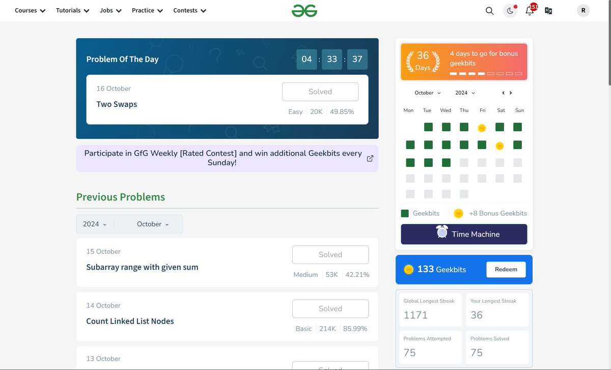 Day 36 of #geekstreak2024! 🎉 Solved the POTD "Two Swaps"📷
<a href="/geeksforgeeks/">GeeksforGeeks | Learn to Code</a>
<a href="/DeutscheBank/">Deutsche Bank</a>
16 October 2024📷#DSA #DeutscheBank
