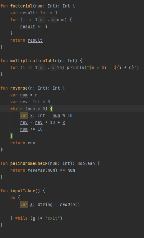 notprithviraj's tweet photo. 🚀 Day 4 of #Kotlin learning!

Today was all about loops:

for loop: Iterated over ranges for tasks like multiplication tables

while loop: Reversed a number with repeated checks

do-while loop: Took input until "exit" was entered
Loops make life easier! 🔄💻 #AndroidDev https://t.co/XcTzUW0t6y