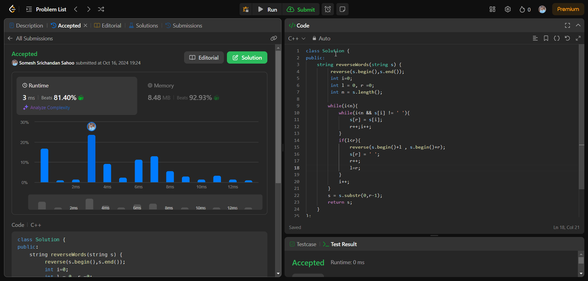 me__somesh's tweet image. Day 23 of the #75daysofleetcode challenge! 🔄 Solved #ReverseWordsInAString and #ReverseStringII today. Flipping strings and leveling up my #DSA skills! 💪 #LeetCode #Challenge #CodingJourney #100DaysOfCode #CodeNewbie #programming
