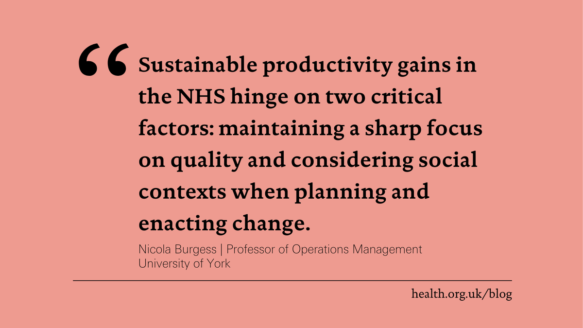 The Health Foundation (@healthfdn) on Twitter photo How have NHS provider organisations employed improvement approaches to address the productivity dilemma?
In this blog, <a href="/DrNicolaBurgess/">Dr Nicola Burgess</a> reveals two lessons from her research. Read more ⬇️
health.org.uk/news-and-comme… How have NHS provider organisations employed improvement approaches to address the productivity dilemma?
In this blog, <a href="/DrNicolaBurgess/">Dr Nicola Burgess</a> reveals two lessons from her research. Read more ⬇️
health.org.uk/news-and-comme…