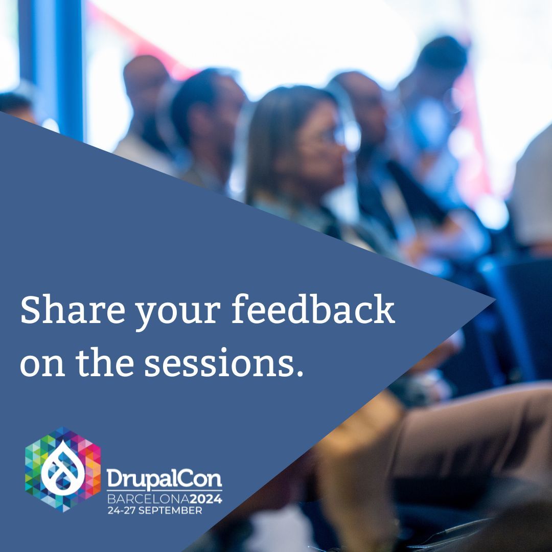 DrupalConEur's tweet image. Have you attended any sessions at #DrupalConBarcelona 2024? There&apos;s still time to submit your session surveys and give valuable feedback to the speakers and organizers. You can access the session surveys via the DrupalCon Barcelona 2024 mobile app.

Deadline: 31 October 2024 ⏳