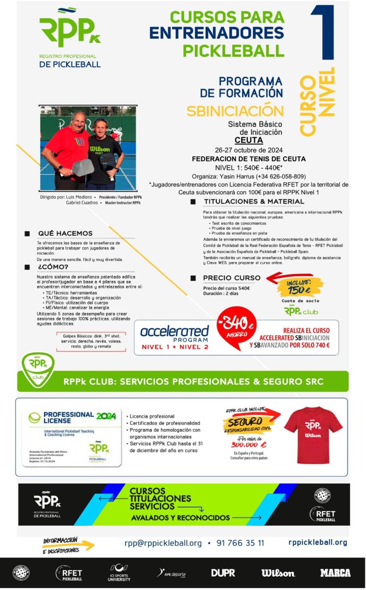 rppickleball's tweet photo. ‼️PICKLEBALL en CEUTA en OCTUBRE ‼️ CURSOS para MONITORES &amp; ENTRENADORES @rppickleball con titulación nacional, europea, americana e internacional:

✅ CEUTA 26-27 de Octubre 
Club de Tenis Loma Margarita 
@HarrusYasin @FTCeuta 

https://t.co/2beOVDBdE6 https://t.co/caIvEvDHPZ