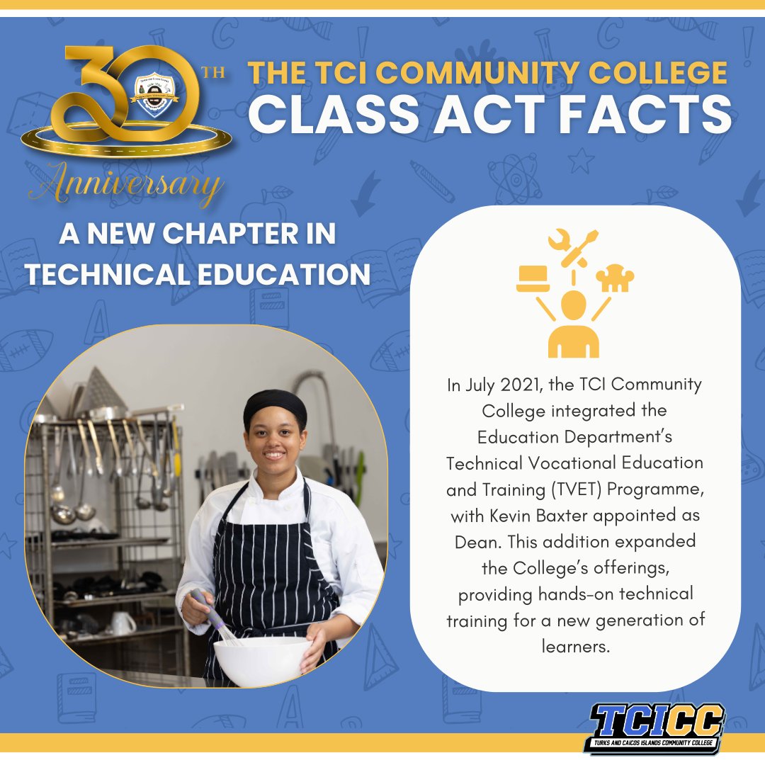#TCICC increased its student offerings by adding the TVET program. TVET offers short-term vocational courses in tourism, cosmetology, customer service, &amp; more. Visit tcicc.edu.tc 
TCICC- Your Community, Your College 
#TCICCCelebrates30  #IAMTCICC #turksandcaicos