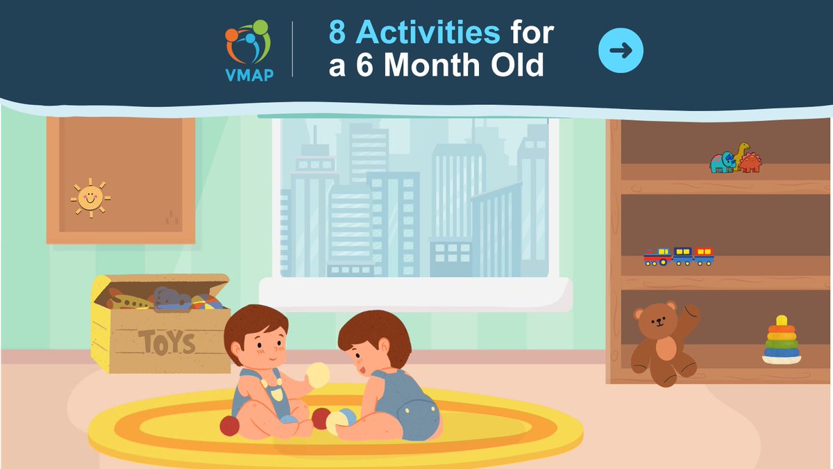 VMAPVA's tweet image. Entertaining a six-month-old feels very different than entertaining a three-month-old, but they share lots of the same ideas of fun - swipe to see!

 #Parenting #BabyDevelopment #MilestoneMoments #Parenthood #InfantPlay #BabyActivities #NewParents