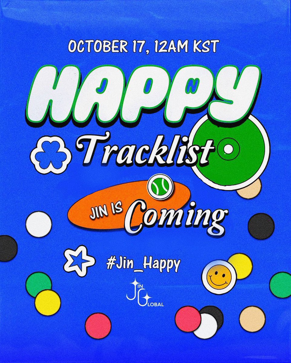 jmygmochis's tweet photo. ARMY HAGAMOS TENDENCIA POR JIN, SI VEN ESTE TWEET DEN RT Y COMENTEN 

HAPPY TRACKLIST
JIN IS COMING
#Jin_Happy https://t.co/IhHThPFVQf