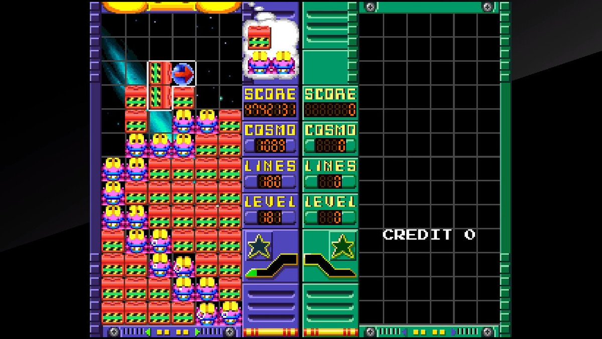 thek25's tweet image. いろいろなコズモギャング・ザ・パズル。
1枚目はパックマンミュージアム+収録のパックアタック(当時コズモギャングだとキャラが分からないかもだったからパックマンに差し替えたかんじ？)。
2枚目はアーケード版(アケアカ)。
そして3枚目がスーパーファミコン版。