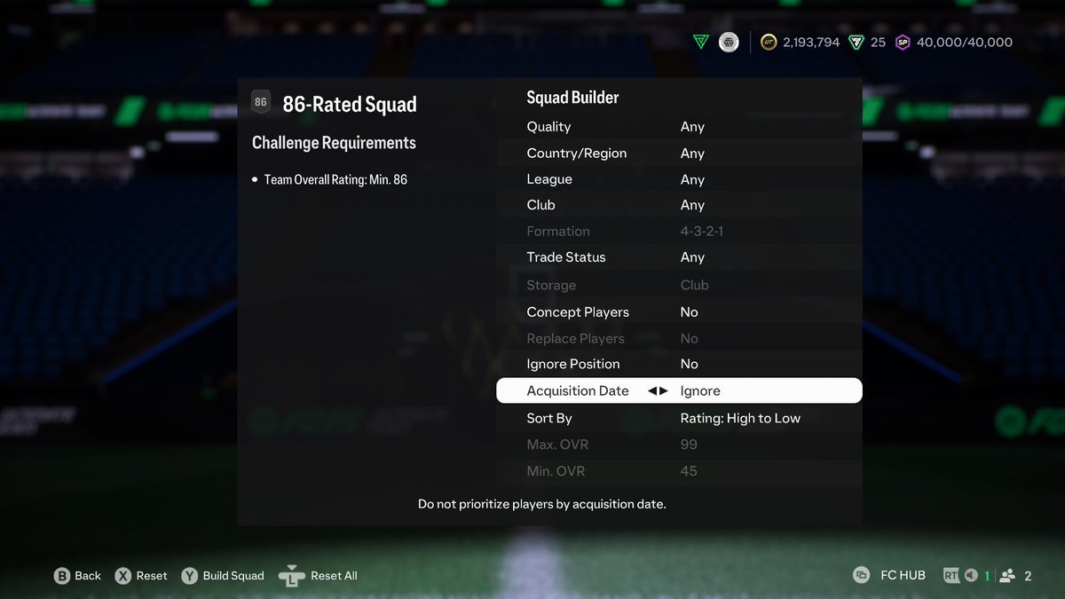 FIFA22_INFO's tweet photo. 🚨 New SBC update is CRAZY 

• ✅ Trade Status
• ✅ Storage or Club 
• ✅ Ignore Position
• ✅ Aquire date 
• ✅ Max Overall 
• ✅ Min Overall 

THIS HAS CHANGED EVERYTHING 🤯 https://t.co/vcIHy4DLz1
