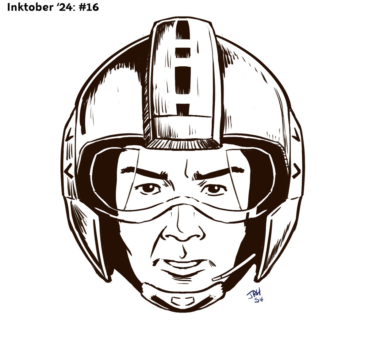 Inktober '24 #16: Wedge Antilles

Something a little different!
I always liked Wedge's character and I find it incredibly fascinating that you barely ever see him out of the X-Wing. He barely interacts with the main cast, but he plays a big part.
#inktober #starwars