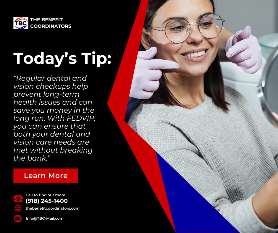 TBC4feds's tweet image. Dental and vision insurance are just as important as health insurance! FEDVIP offers affordable coverage for federal employees.
#DentalInsurance #VisionCare #FEDVIP #FederalBenefits