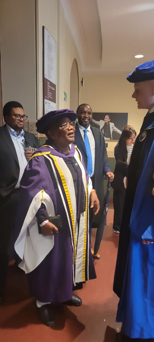#RU120 | An honorary degree is the highest honour a university can confer upon an individual. Today, Rhodes University’s Distinguished Professor Tebello Nyokong receives her sixth honorary doctorate, which was awarded by Imperial College, London.

Captured here with Imperial