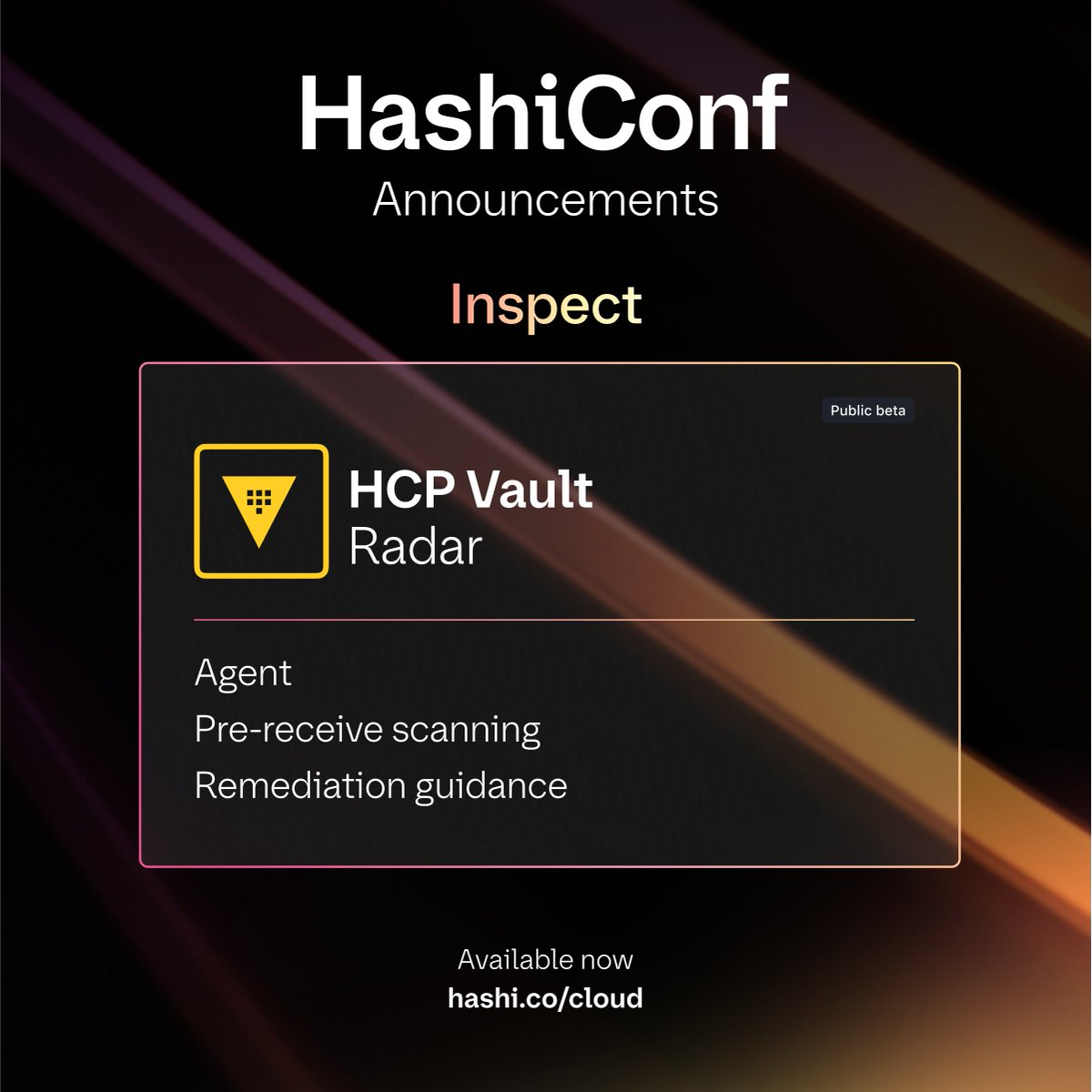 HashiCorp's tweet photo. The latest features in our Security Lifecycle Management portfolio — enhancing Vault, HCP Vault Secrets, Vault Radar, Boundary, and Consul — are focused on making it easier for developers to take a more secure path with standardized, automated secure defaults as they build applications. https://t.co/UOIYwmdOEZ