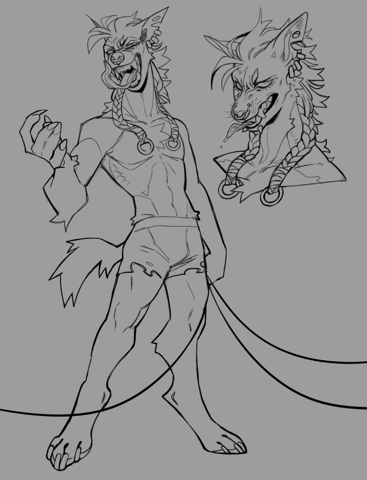 LiLaiRa95's tweet photo. working on a new striped hyena/demon OC to absolutely destroy my friend's ass >:) https://t.co/4hU3oqjIJD
