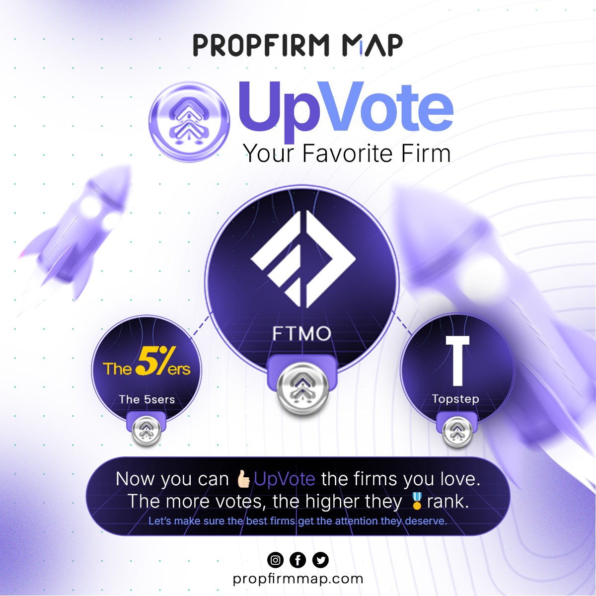 PropFirmMap's tweet image. 🆕 You can now Upvote your favorite firm on Prop Firm Map! 

Check it now! 
propfirmmap.com