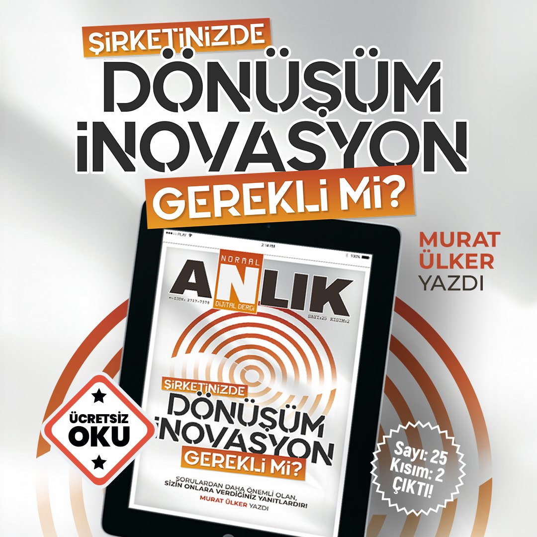 GELECEĞİN NORMALİ: İŞLETMELER İÇİN DÖNÜŞÜM VE İNOVASYONUN GEREKLİLİĞİ

Murat Ülker'in derinlemesine analizlerinin yer aldığı bu keşif yazısını Anlık Normal derginin yeni sayısında okuyabilirsiniz.

Keyifli okumalar.

#MuratÜlker #inovasyon #dönüşüm  

normaldergi.com/sayilar/sayi-2…