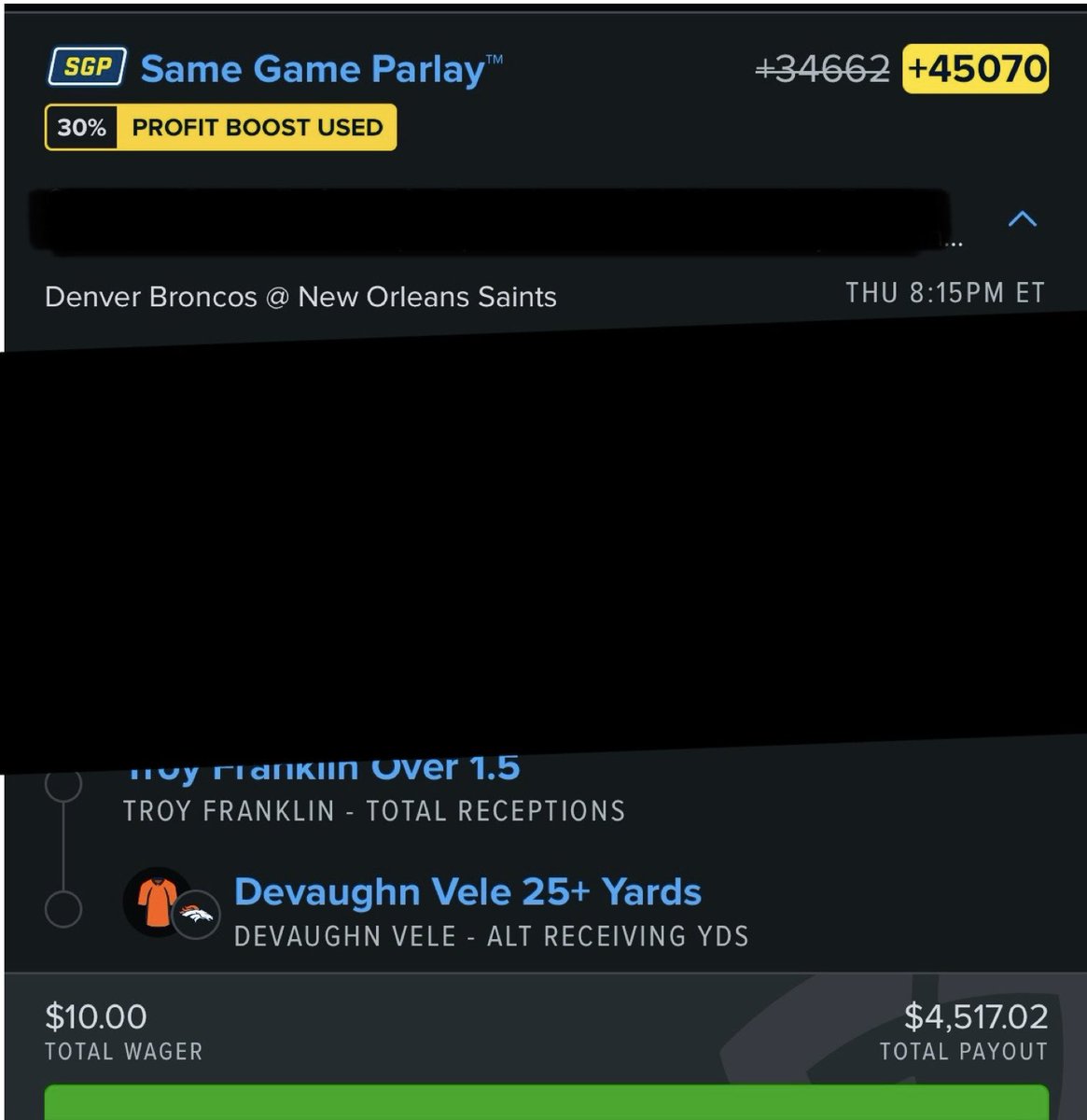 TNF Mega 💣💥 +45070 
       $10 —&gt; $4,500💰

dropping with 🔗 for you guys
at 250+ ❤️ / retweets