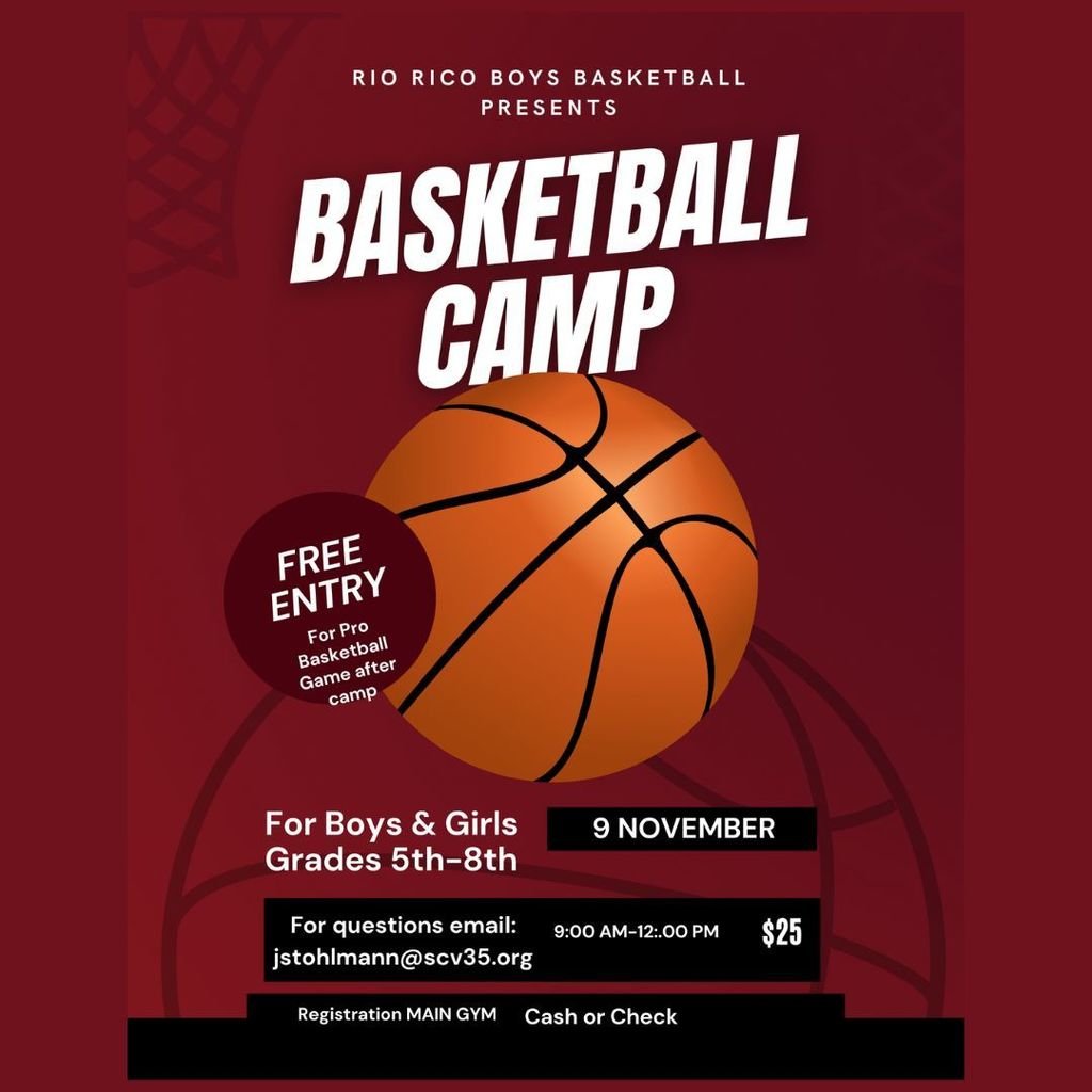 Don't miss out on Basketball Camp this November 9th, 2024! 

For more information, email Coach Stohlmann at jstohlmann@scv35.org