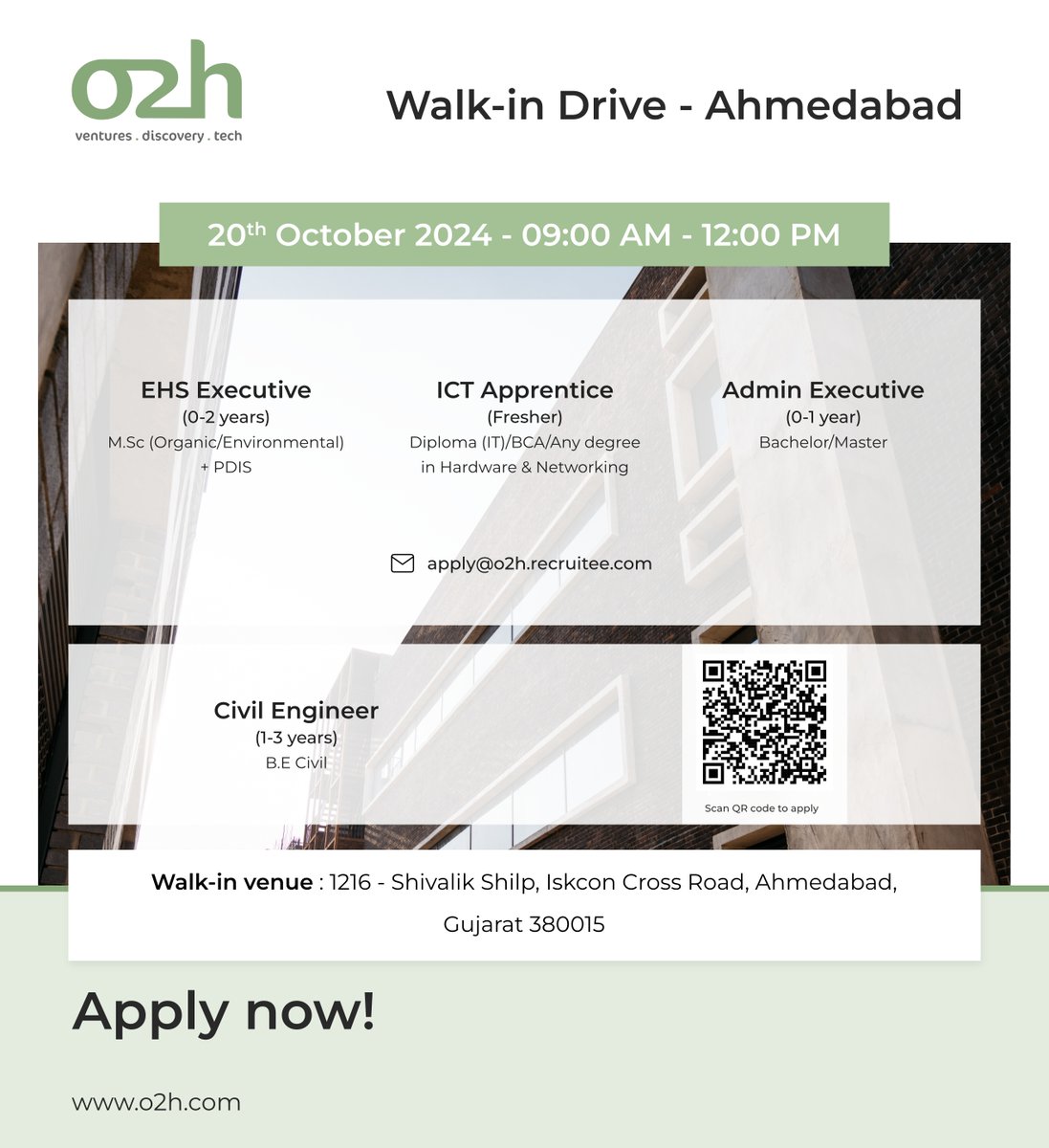 #wearehiring #hiringalert

𝐂𝐚𝐥𝐥𝐢𝐧𝐠 𝐚𝐥𝐥 𝐩𝐚𝐬𝐬𝐢𝐨𝐧𝐚𝐭𝐞 𝐩𝐫𝐨𝐟𝐞𝐬𝐬𝐢𝐨𝐧𝐚𝐥𝐬!

We're on the lookout for talented individuals to join our dynamic team. Join the o2h group and be part of our mission of #seedingnewideas.

Discover rewarding careers with us.