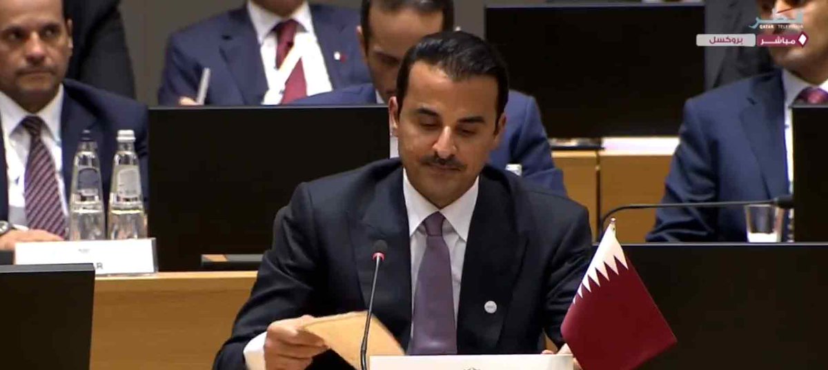 GulfTimes_QATAR's tweet photo. His Highness the Amir Sheikh Tamim bin Hamad al-Thani:
On the economic level, we are certain that the future of our Gulf-European cooperation is promising.
#GCCEU https://t.co/n2JW0AmkAK