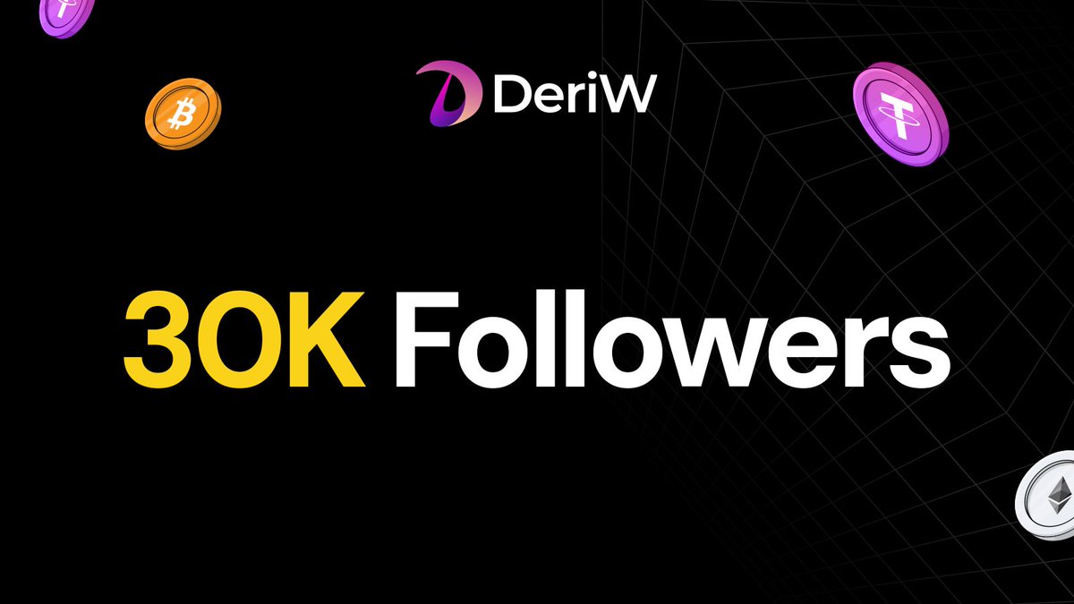 🎉 We’ve just hit 30k followers! 🙌 A huge thank you to our amazing community for your support, feedback, and engagement. We’re excited to continue growing together and bringing you the best in DeFi. Stay tuned for more updates and exciting news! 🚀 #ThankYou #30kStrong #DeriW