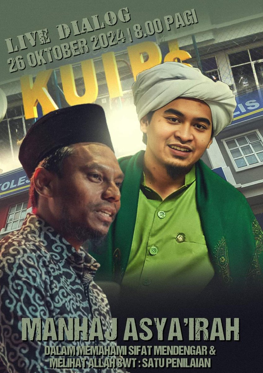 🚨 Dialog Agama 🚨

Ustaz Salman Ali (Salafi) vs PU Faiz (Asyairah)

Tajuk - Manhaj Asya'irah dalam memahami sifat mendengar dan melihat Allah SWT : Satu Penilaian

Tarikh : 26 Oktober 2024
Masa : 8.00 pg

Live di YT, FB : ProMediaTajdid atau Suara Sunnah

Jom kita saksikan.