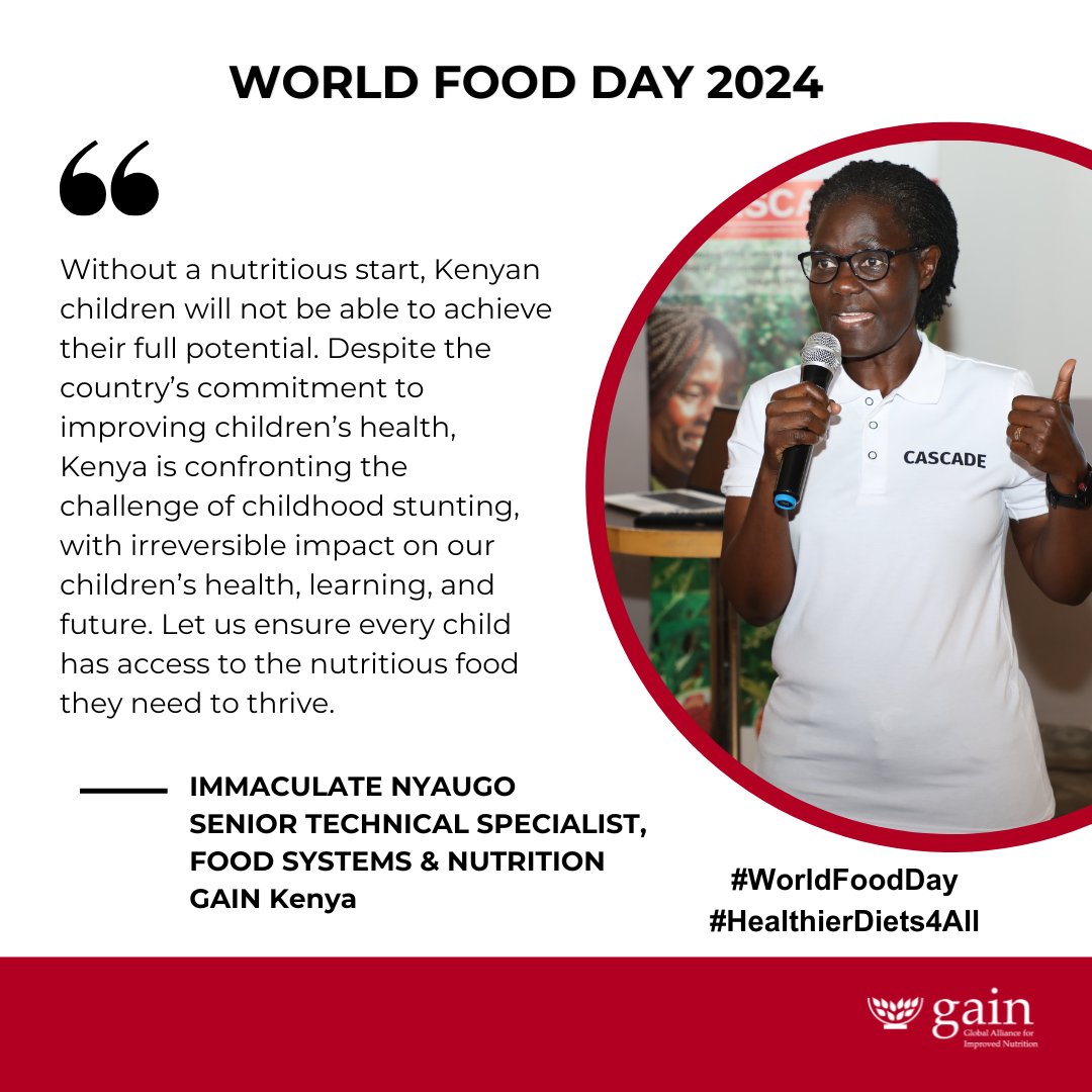 Without a nutritious start, Kenyan children will not be able to achieve their full potential. This #WorldFoodDay, let us commit to join hands and ensure every child has access to the nutritious food they need to thrive 
#WorldFoodDay2024 #HealthierDiets4All