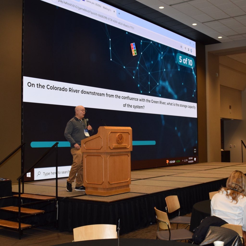 AlabamaWater's tweet image. Kicking off Wednesday of the @UA_CIROH Science Meeting with a bit of trivia with Sam Contorno from @NOAA. Sam is retiring, so we enjoyed spending our time with him!

#CIROHScience2024