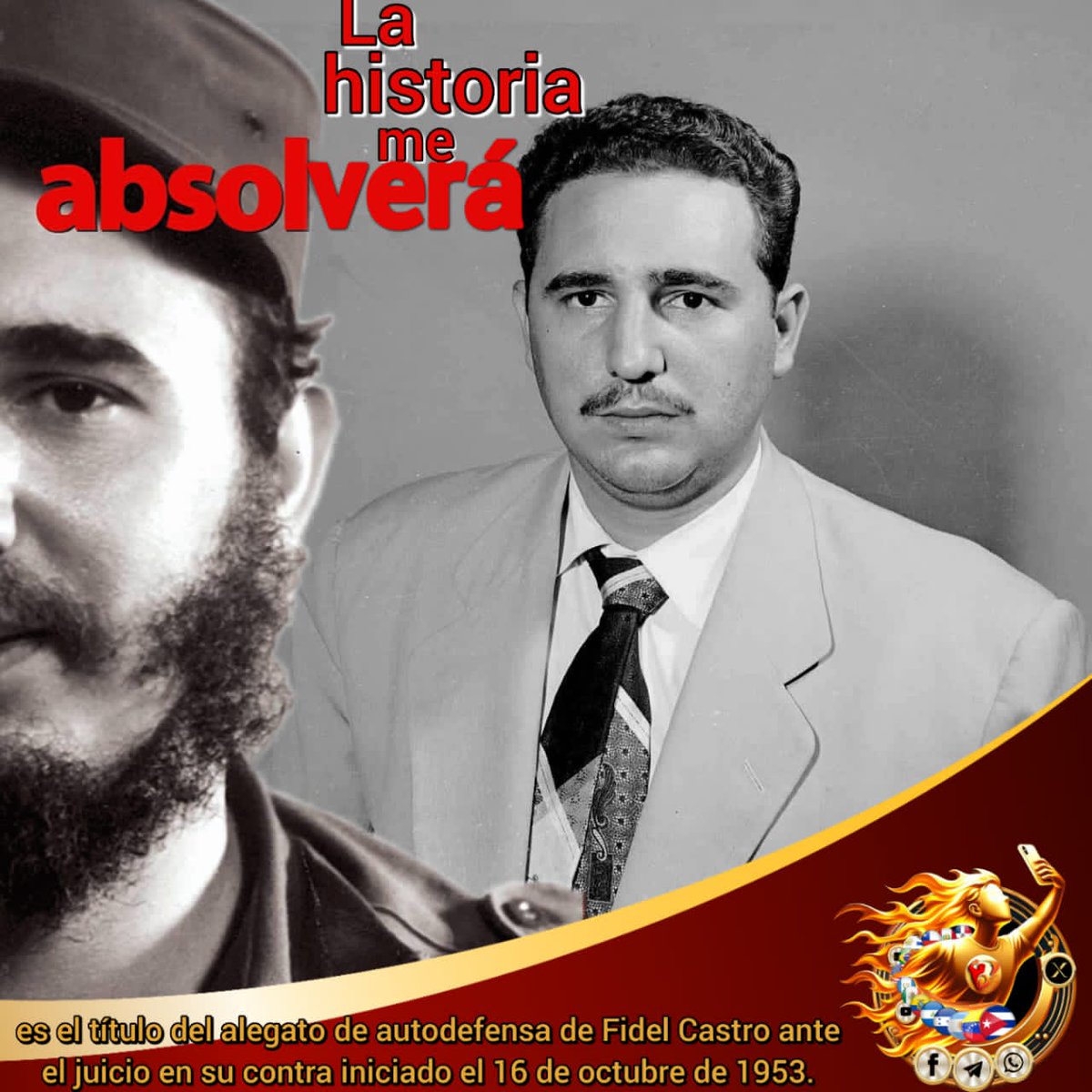 avila37590's tweet photo. Hoy todos los cubanos recordamos ese juicio, donde de acusado pasó a demandante y sacó su alegato de la #HistoriaMeAbsolvera
#FidelPorSiempre
#IzquierdaPinera
#SentirPinero
@DiazCanelB
@SinMiedoAlFuego https://t.co/Tpxgo6Gfbe