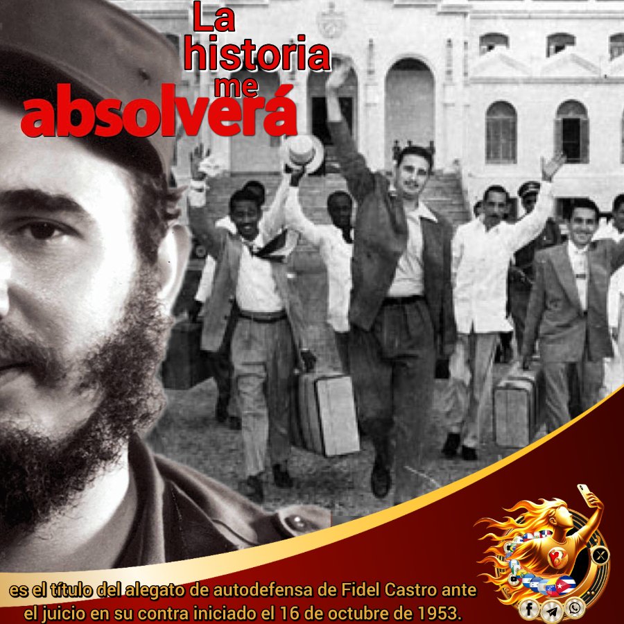 avila37590's tweet photo. Hoy todos los cubanos recordamos ese juicio, donde de acusado pasó a demandante y sacó su alegato de la #HistoriaMeAbsolvera
#FidelPorSiempre
#IzquierdaPinera
#SentirPinero
@DiazCanelB
@SinMiedoAlFuego https://t.co/Tpxgo6Gfbe