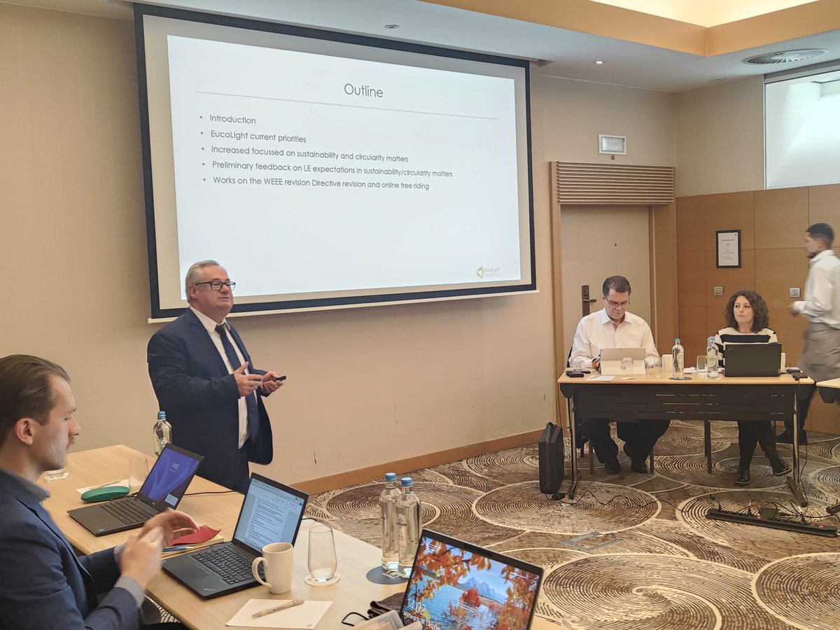 Thanks to <a href="/LightingEurope/">LightingEurope</a> for inviting our Sec. Gen. Marc Guiraud to discuss EUCOLIGHT’s priorities &amp; future collaborations in sustainability.
Cooperation with producers is key to advancing the #CircularEconomy and extending product life cycles for a sustainable future.