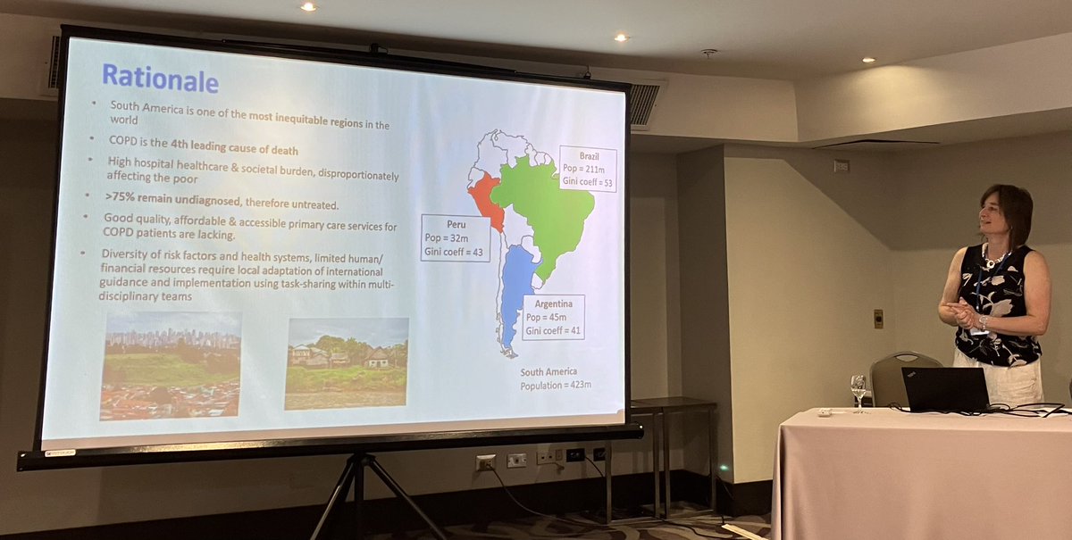 GlobalHealthRe2's tweet photo. Rachel Jordan, Co-PI of Breathe Well South America with Antonio Bernabe Ortiz, Peru at launch explaining importance of #COPD research in #primary care @ipcrg @BreatheWell_UoB thanks to @NIHRglobal https://t.co/wt6Q4SIqQP