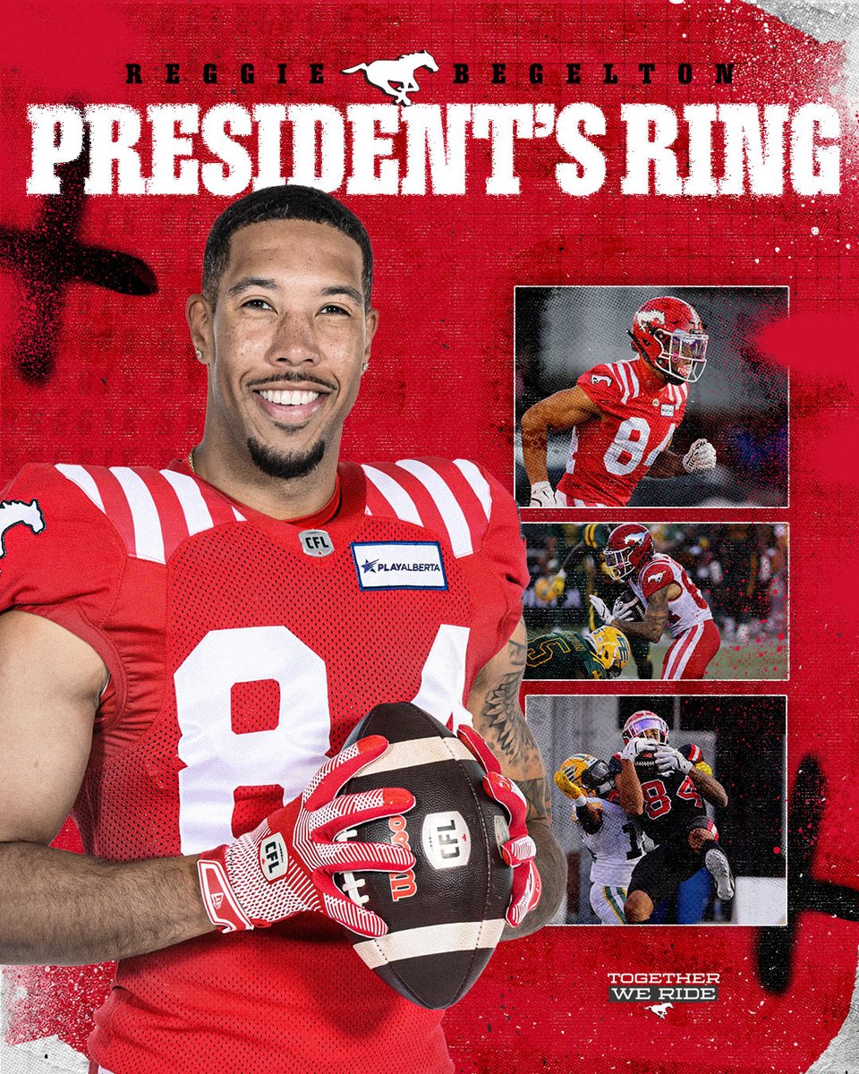 Reggie Begelton is the 2024 recipient of the Calgary Stampeders’ Presidents’ Ring award. 💍

The award has been presented annually to the player who best demonstrates excellence on and off the field as voted by the players. Candidates are judged on their in-game contributions,