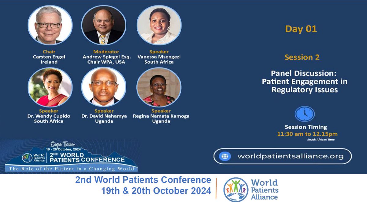 Our CEO, <a href="/carsten_eng/">Carsten Engel</a>, will chair a panel on "Patient Engagement in Regulatory Issues" at the 2nd World Patients Conference, Oct 19, Cape Town. In-person spots are full, but virtual registrations are still open! Don’t miss out—Register now: bit.ly/406sBtb